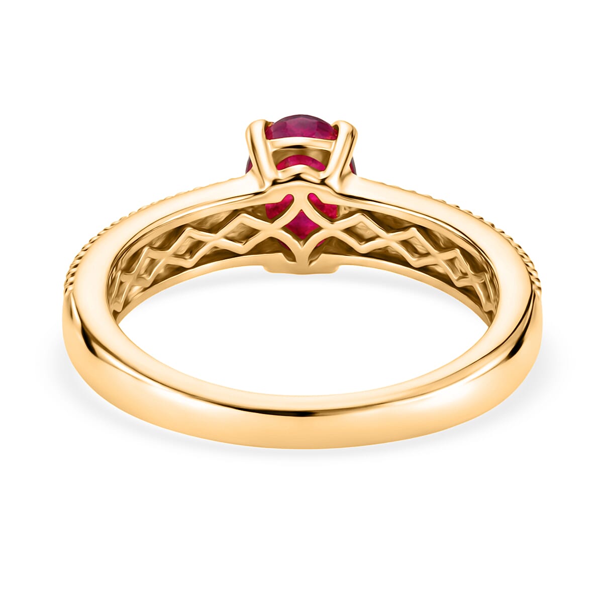 D'Joy - African Ruby Solitaire Ring in 18K Vermeil Yellow Gold Plated Sterling Silver 1.15 Ct. 8527205 7