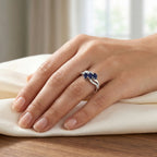 Royal Bali Collection - D'Joy Fissure Filled Blue Sapphire & White Zircon Trilogy Ring in Rhodium Overlay Sterling Silver 1.43 Ct._8527217_1
