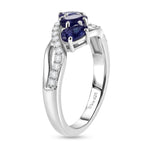 Royal Bali Collection - D'Joy Fissure Filled Blue Sapphire & White Zircon Trilogy Ring in Rhodium Overlay Sterling Silver 1.43 Ct._8527217_5