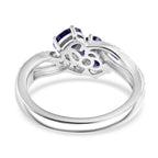Royal Bali Collection - D'Joy Fissure Filled Blue Sapphire & White Zircon Trilogy Ring in Rhodium Overlay Sterling Silver 1.43 Ct._8527217_6