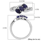 Royal Bali Collection - D'Joy Fissure Filled Blue Sapphire & White Zircon Trilogy Ring in Rhodium Overlay Sterling Silver 1.43 Ct._8527217_7