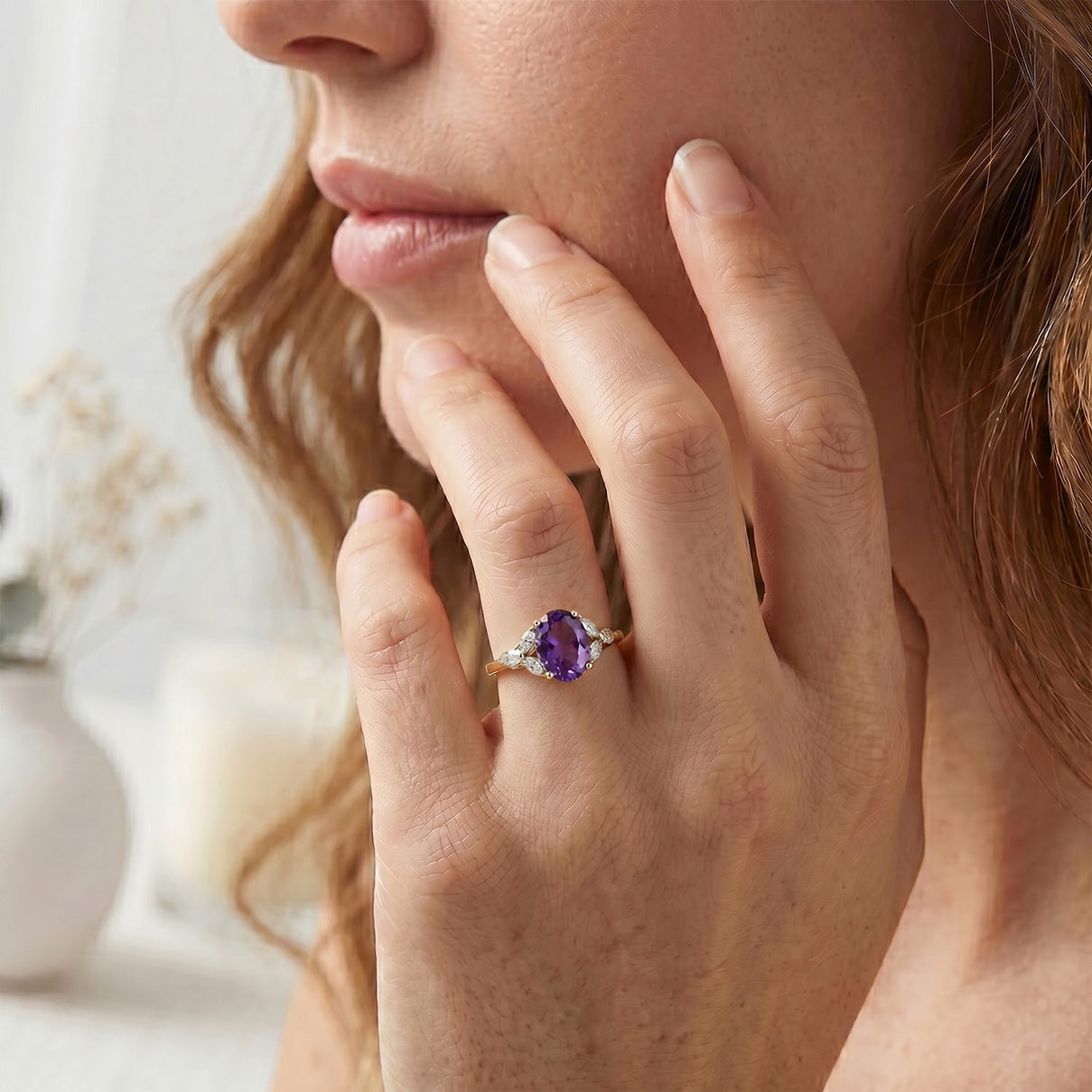 Royal Bali Collection - D'Joy African Amethyst &amp; Moissanite Solitaire Ring in 18K Vermeil Yellow Gold Plated Sterling Silver 3.60 Ct. 8527228 4