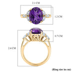 Royal Bali Collection - D'Joy African Amethyst & Moissanite Solitaire Ring in 18K Vermeil Yellow Gold Plated Sterling Silver 3.60 Ct._8527228_7