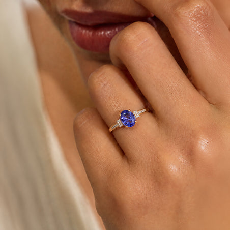 14K Yellow Gold AAA Tanzanite &amp; Natural White Diamond Solitaire Ring 2.00 Ct 8527235 2