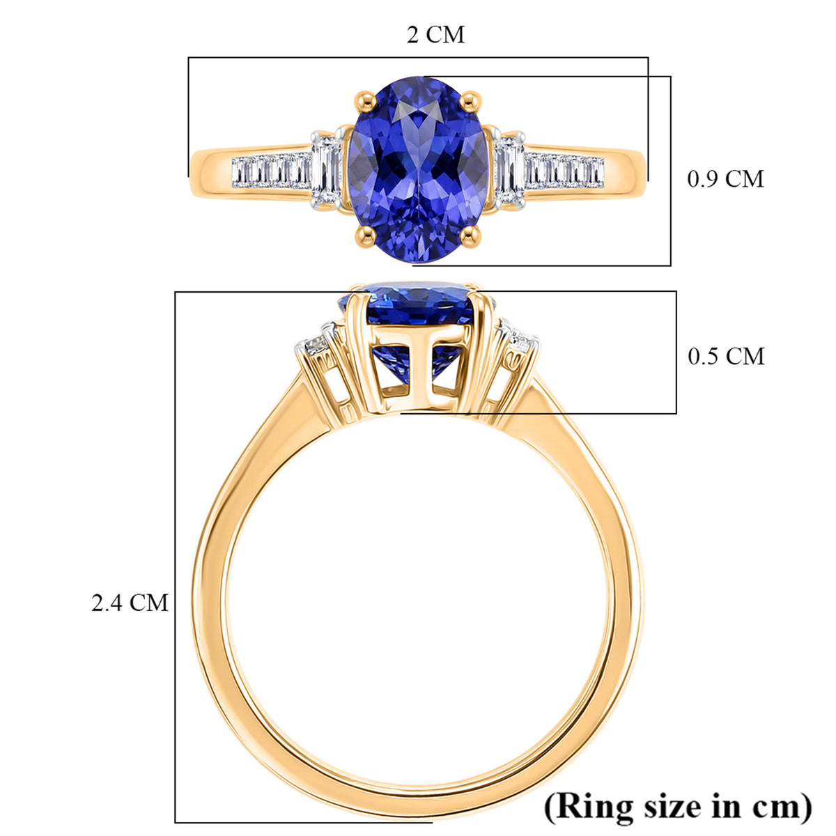 14K Yellow Gold AAA Tanzanite &amp; Natural White Diamond Ring 2.00 Ct V32504400 7