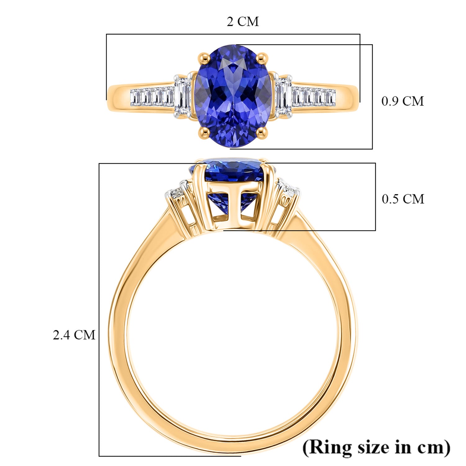 14K Yellow Gold AAA Tanzanite &amp; Natural White Diamond Ring 2.00 Ct V32504400 8