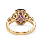 D'Joy African Amethyst Moissanite Main Stone With Side Stone Ring in Sterling Silver