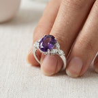 Royal Bali Collection - D'Joy African Amethyst & Moissanite Ring in Rhodium Overlay Sterling Silver 3.64 Ct._8527272_2