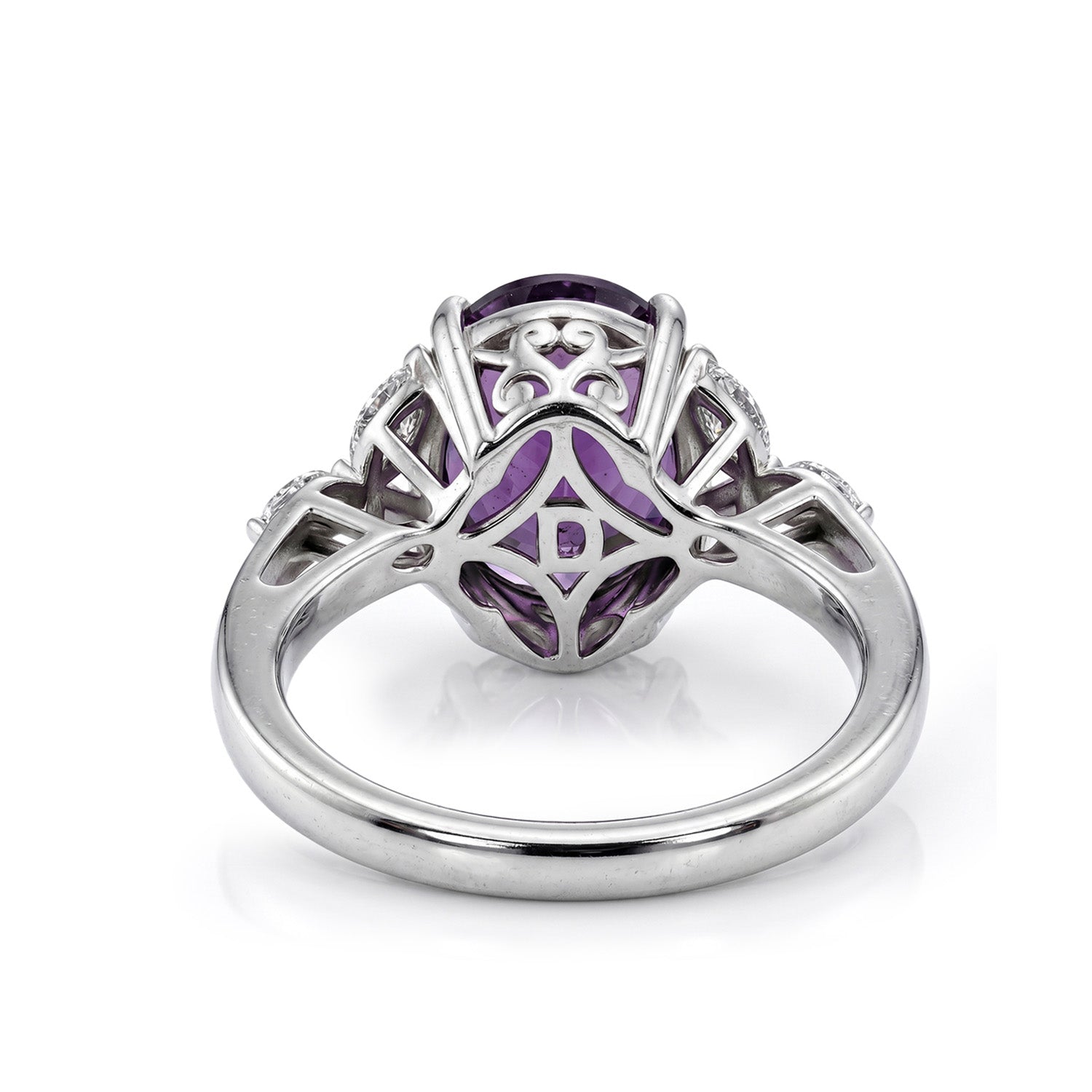 Royal Bali Collection - D'Joy African Amethyst &amp; Moissanite Ring in Rhodium Overlay Sterling Silver 3.64 Ct. 8527272 6