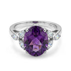 Royal Bali Collection - D'Joy African Amethyst & Moissanite Ring in Rhodium Overlay Sterling Silver 3.64 Ct._8527273