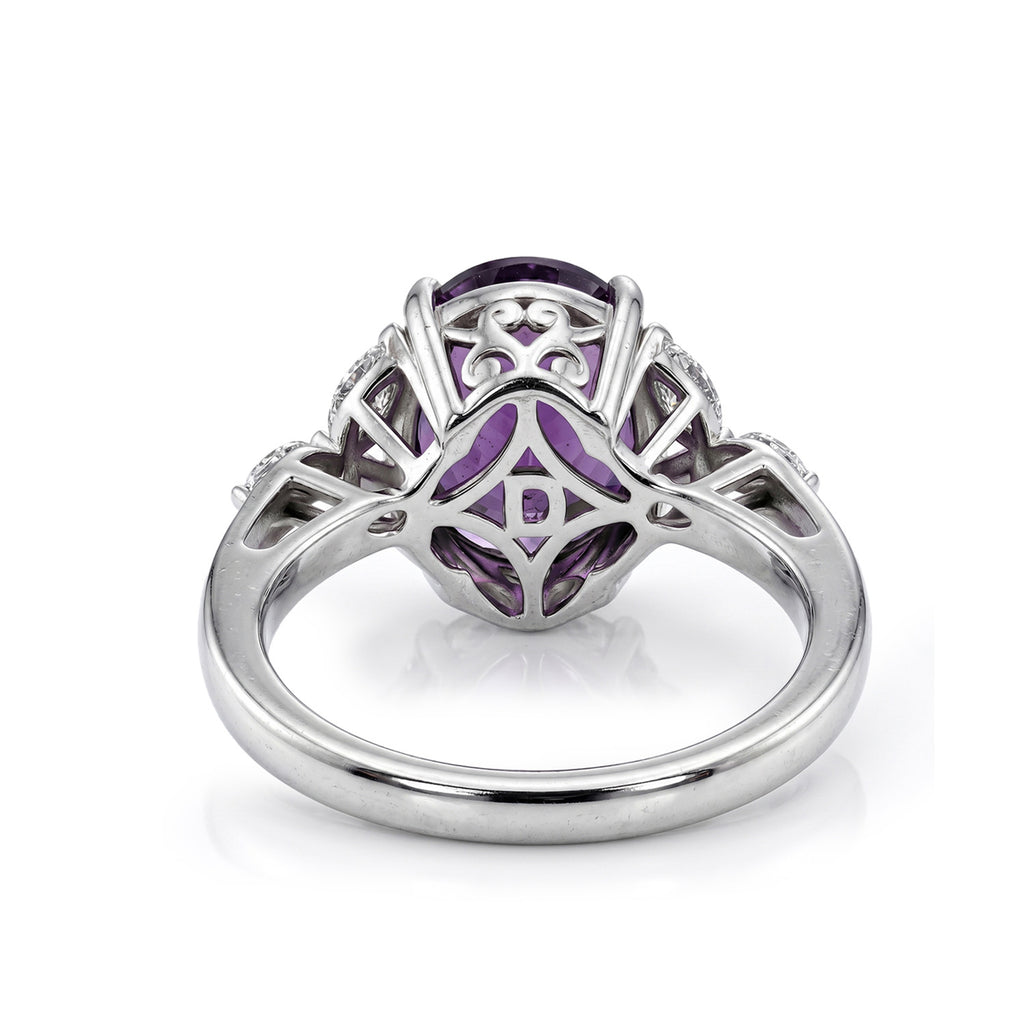 Royal Bali Collection - D'Joy African Amethyst & Moissanite Ring in Rhodium Overlay Sterling Silver 3.64 Ct._8527273_6