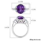Royal Bali Collection - D'Joy African Amethyst & Moissanite Ring in Rhodium Overlay Sterling Silver 3.64 Ct._8527273_7