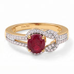Royal Bali Collection - D'Joy African Ruby & White Zircon Solitaire Ring in 18K Vermeil Yellow Gold Plated Sterling Silver 1.70 Ct._8527292
