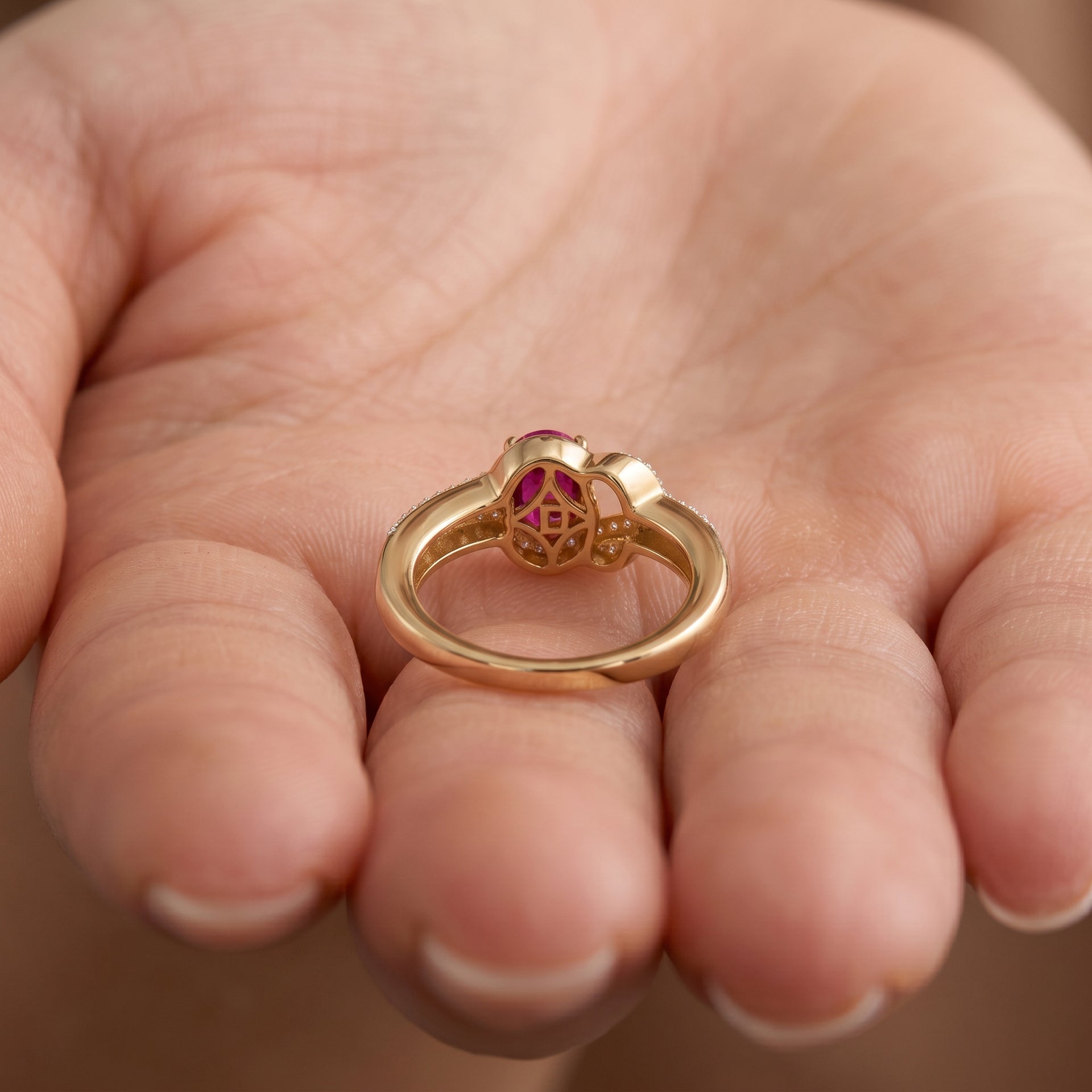 D'Joy African Ruby and White Zircon Solitaire Knot Ring in 18K Vermeil Yellow Gold Plated Sterling Silver 1.69 Ct 8527292 4
