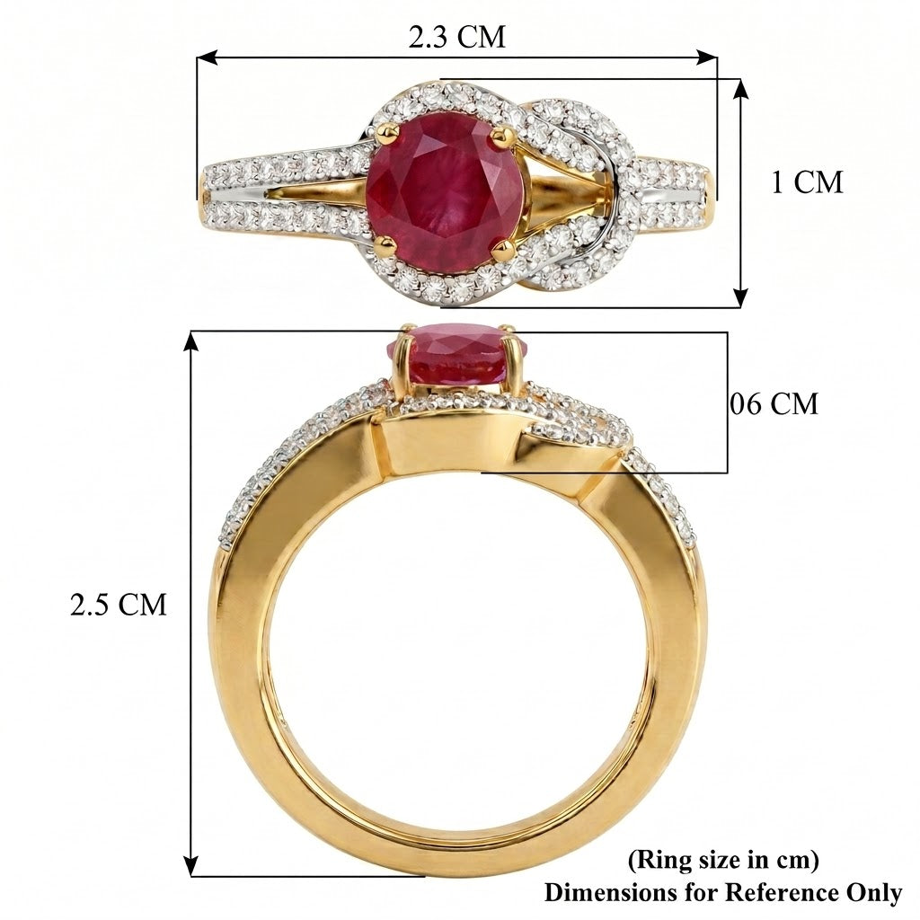 D'Joy African Ruby and White Zircon Solitaire Knot Ring in 18K Vermeil Yellow Gold Plated Sterling Silver 1.69 Ct 8527292 6