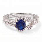 Royal Bali Collection - D'Joy Fissure Filled Blue Sapphire & White Zircon Ring in Rhodium Overlay Sterling Silver 1.92 Ct._8527313