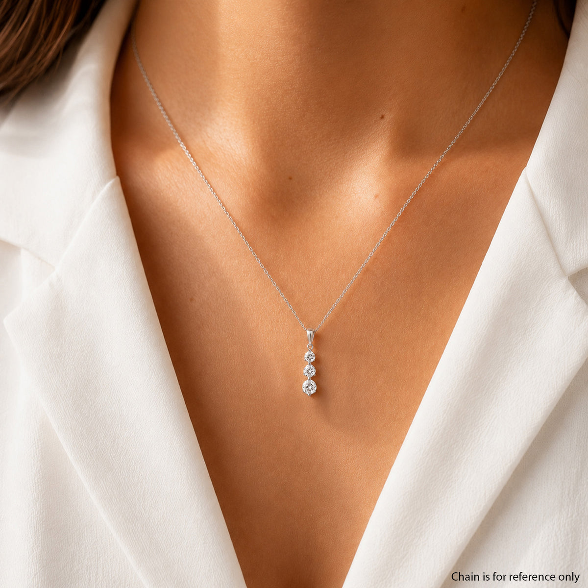 JCK Vegas Finds- 14K White Gold Natural Earth Mined Diamond  ( SI G-H) Journey Pendant 0.50 Ct. V32520836 1