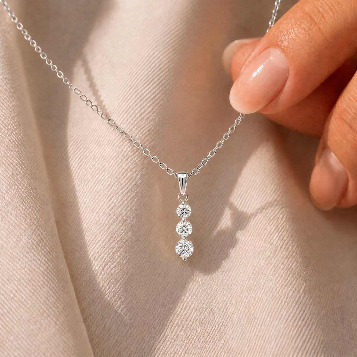 JCK Vegas Finds- 14K White Gold Natural Earth Mined Diamond  ( SI G-H) Journey Pendant 0.50 Ct. V32520836 2