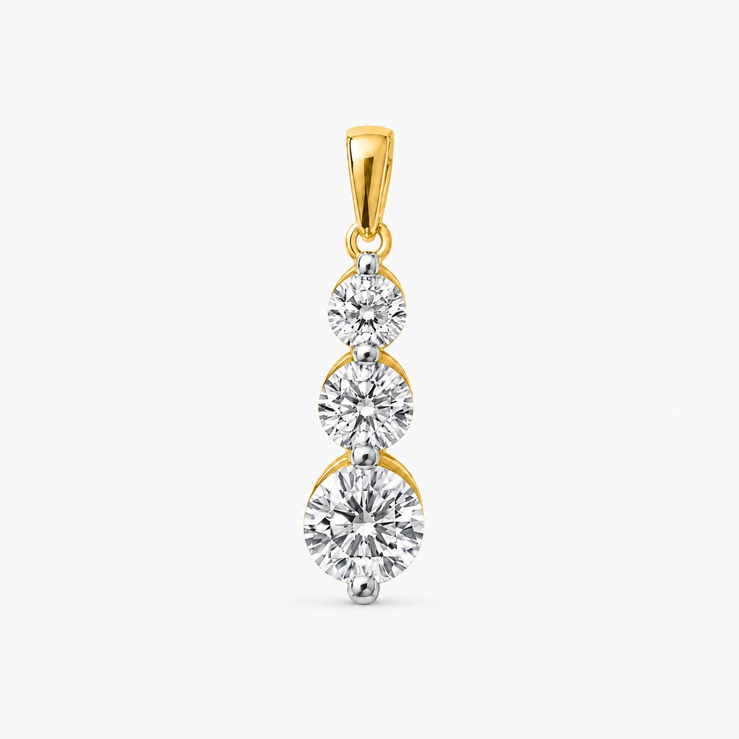 MEGA WAREHOUSE CLEARANCE DEAL - New York Close Out -14K Yellow Gold Natural Diamond I1-I2/GH Trilogy Pendant 1.00 Ct._8527334