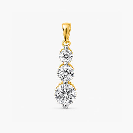 MEGA WAREHOUSE CLEARANCE DEAL - New York Close Out -14K Yellow Gold Natural Diamond I1-I2/GH Trilogy Pendant 1.00 Ct. V32525765 1