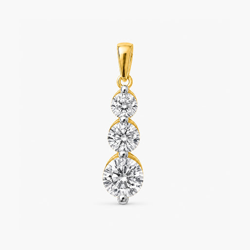 New York Close Out -14K Yellow Gold Natural Diamond I1-I2/GH Trilogy Pendant 1.00 Ct.