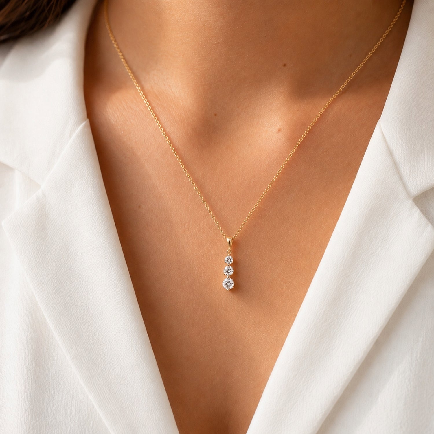 MEGA WAREHOUSE CLEARANCE DEAL - New York Close Out -14K Yellow Gold Natural Diamond I1-I2/GH Trilogy Pendant 1.00 Ct. V32525765 1