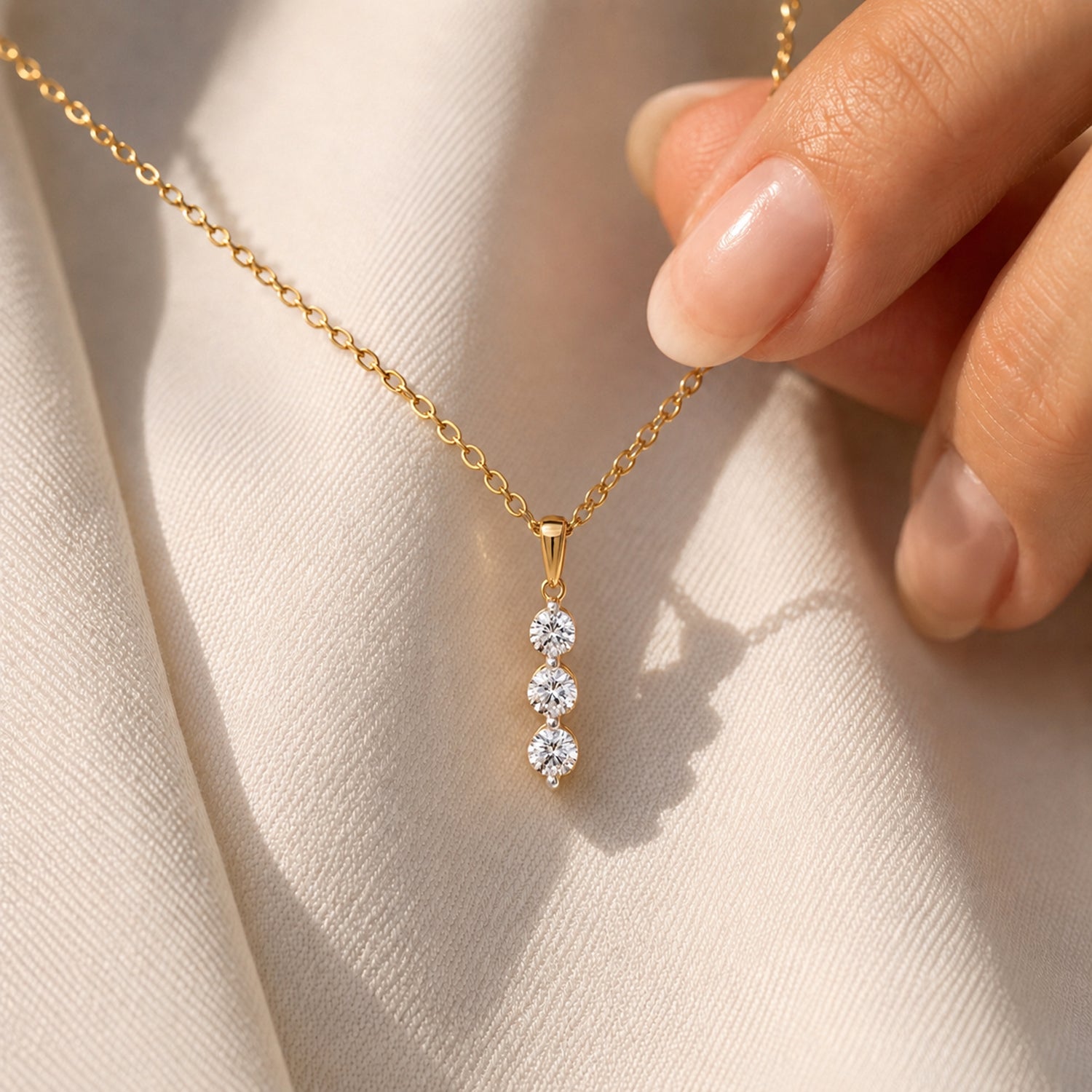 MEGA WAREHOUSE CLEARANCE DEAL - New York Close Out -14K Yellow Gold Natural Diamond I1-I2/GH Trilogy Pendant 1.00 Ct. V32525765 2