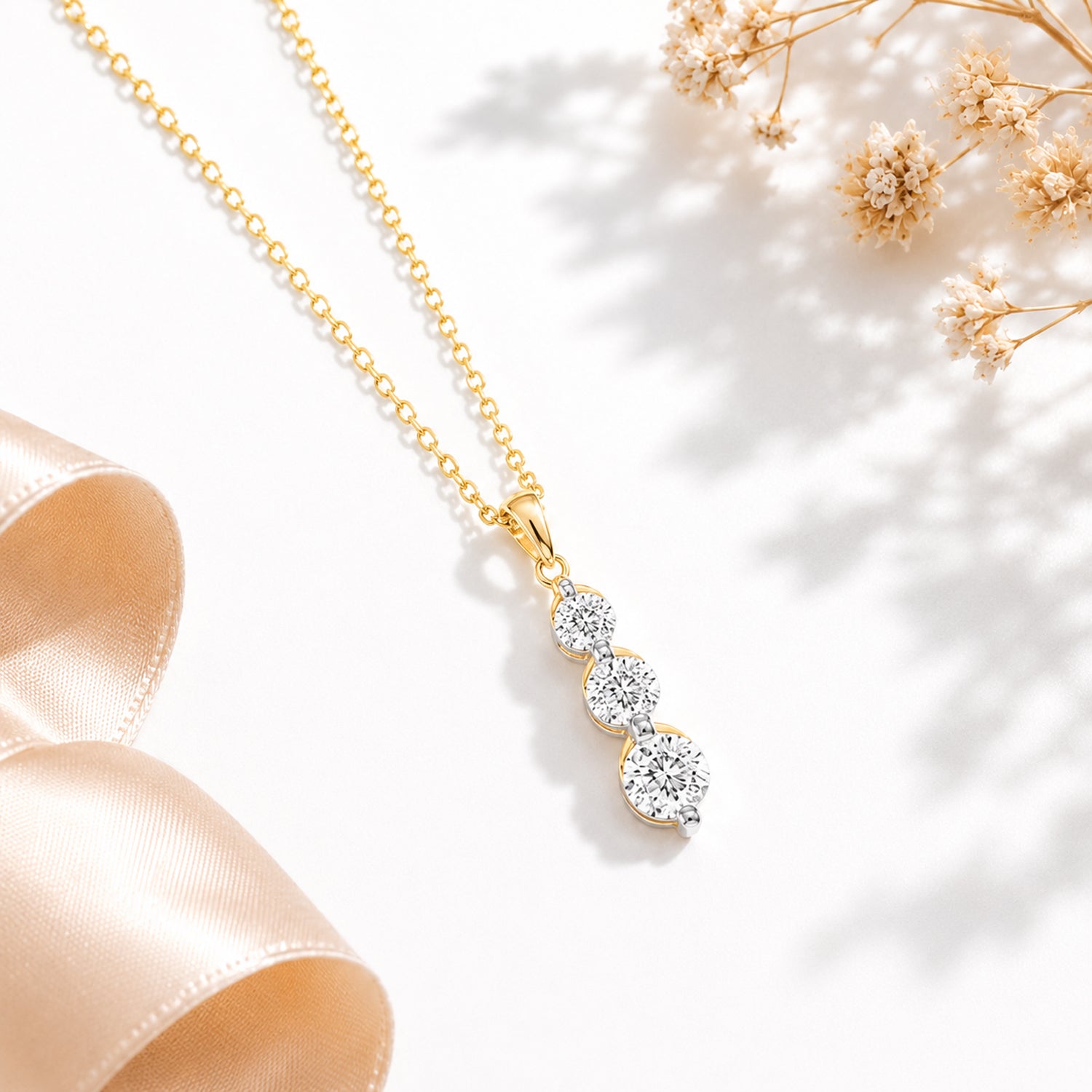 MEGA WAREHOUSE CLEARANCE DEAL - New York Close Out -14K Yellow Gold Natural Diamond I1-I2/GH Trilogy Pendant 1.00 Ct. V32525765 3