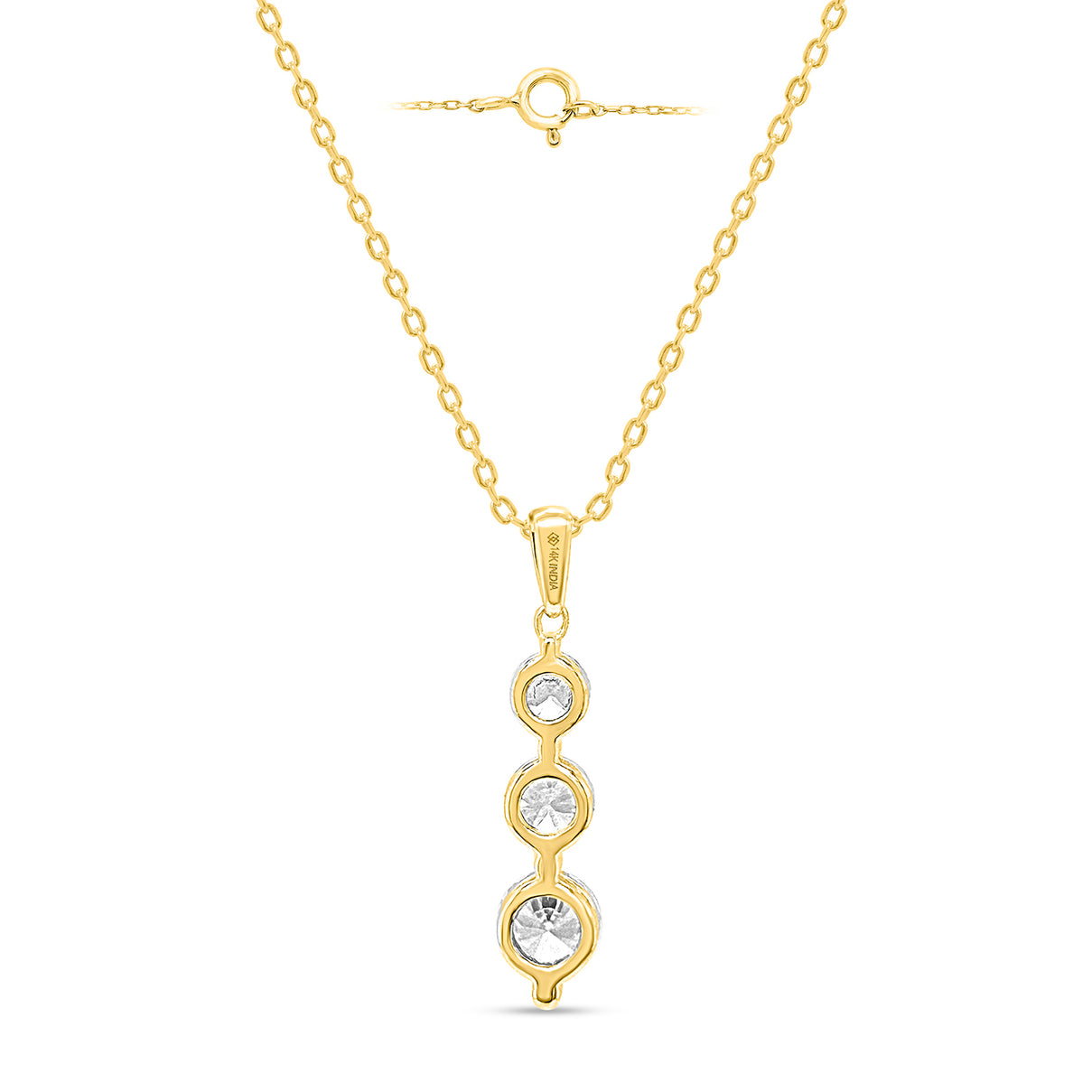 MEGA WAREHOUSE CLEARANCE DEAL - New York Close Out -14K Yellow Gold Natural Diamond I1-I2/GH Trilogy Pendant 1.00 Ct. V32525765 4