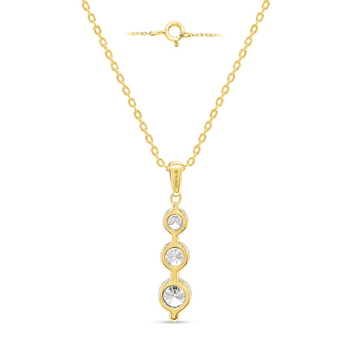 MEGA WAREHOUSE CLEARANCE DEAL - New York Close Out -14K Yellow Gold Natural Diamond I1-I2/GH Trilogy Pendant 1.00 Ct. V32525765 4