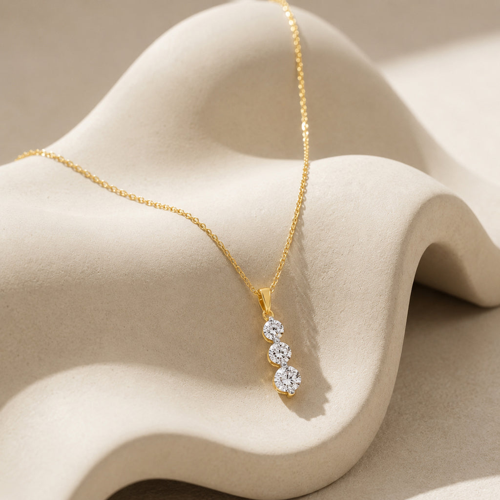 MEGA WAREHOUSE CLEARANCE DEAL - New York Close Out -14K Yellow Gold Natural Diamond I1-I2/GH Trilogy Pendant 1.00 Ct._8527334