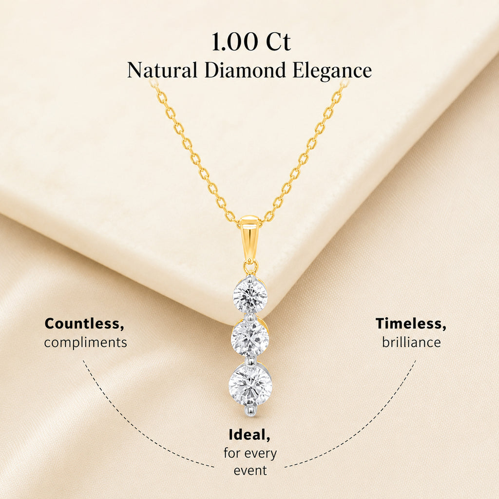 MEGA WAREHOUSE CLEARANCE DEAL - New York Close Out -14K Yellow Gold Natural Diamond I1-I2/GH Trilogy Pendant 1.00 Ct._8527334