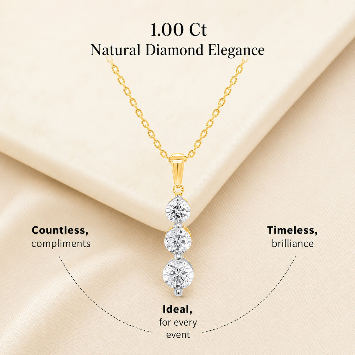 MEGA WAREHOUSE CLEARANCE DEAL - New York Close Out -14K Yellow Gold Natural Diamond I1-I2/GH Trilogy Pendant 1.00 Ct. V32525765 6