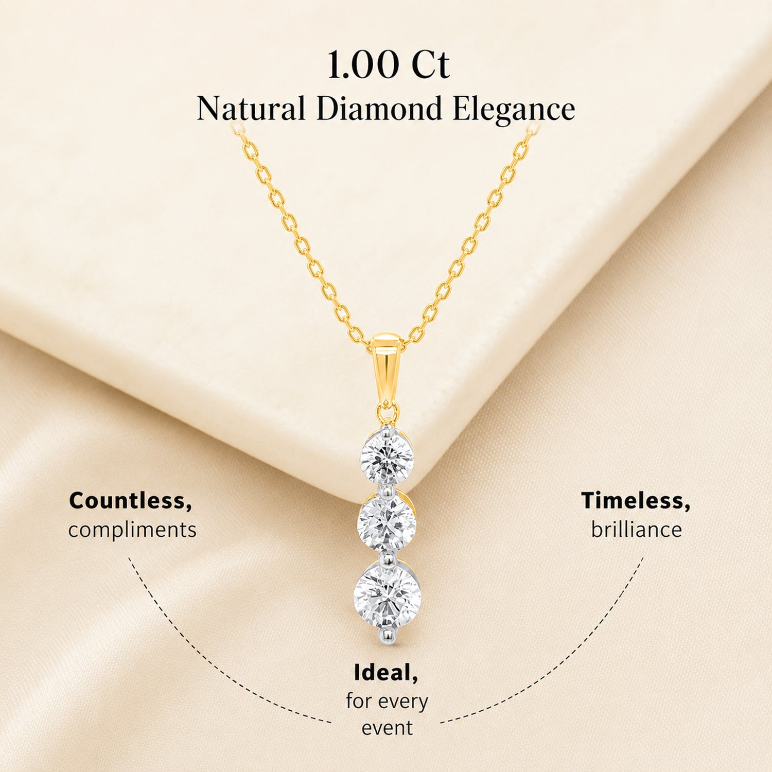 MEGA WAREHOUSE CLEARANCE DEAL - New York Close Out -14K Yellow Gold Natural Diamond I1-I2/GH Trilogy Pendant 1.00 Ct. V32525765 6