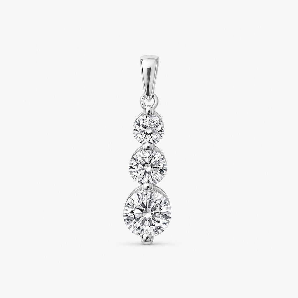 MEGA WAREHOUSE CLEARANCE DEAL New York Close Out - 14K White Gold Natural Diamond I1-I2/GH Trilogy Pendant 1.00 Ct._8527341