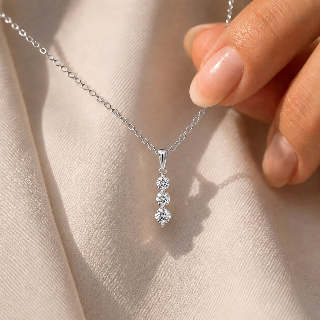 MEGA WAREHOUSE CLEARANCE DEAL New York Close Out - 14K White Gold Natural Diamond I1-I2/GH Trilogy Pendant 1.00 Ct._8527341