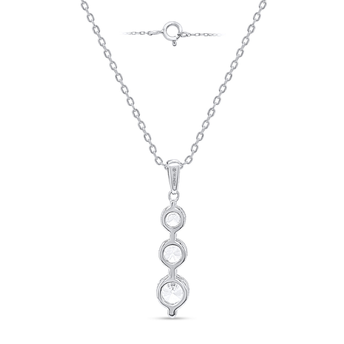 MEGA WAREHOUSE CLEARANCE DEAL New York Close Out - 14K White Gold Natural Diamond I1-I2/GH Trilogy Pendant 1.00 Ct. V32539919 4