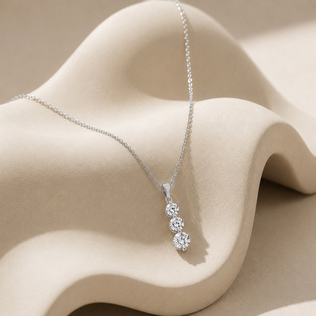 MEGA WAREHOUSE CLEARANCE DEAL New York Close Out - 14K White Gold Natural Diamond I1-I2/GH Trilogy Pendant 1.00 Ct._8527341
