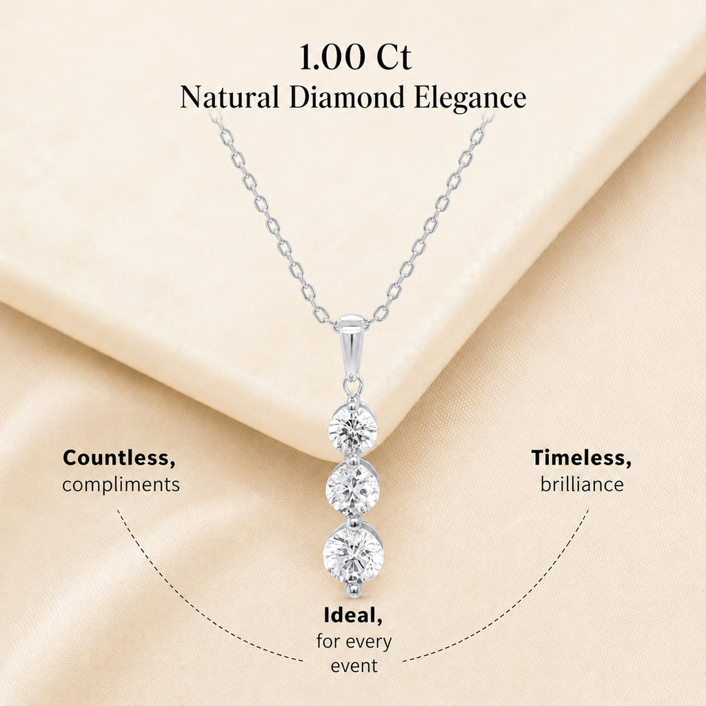 MEGA WAREHOUSE CLEARANCE DEAL New York Close Out - 14K White Gold Natural Diamond I1-I2/GH Trilogy Pendant 1.00 Ct._8527341