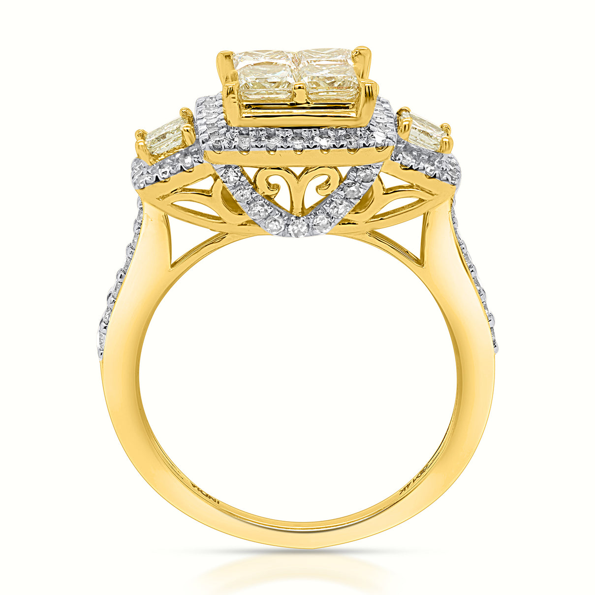 NY Close Out Deal- 14K Yellow Gold Natural Yellow Diamond, Natural White Diamond Engagement Ring 1.75 Ct. 8527342 2