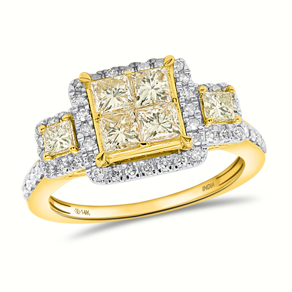 NY Close Out Deal- 14K Yellow Gold Natural Yellow Diamond (SI) and Natural White Diamond (I1-I2) Ring 1.75 Ct, Gold Wt. 4.20 Gms_8527351