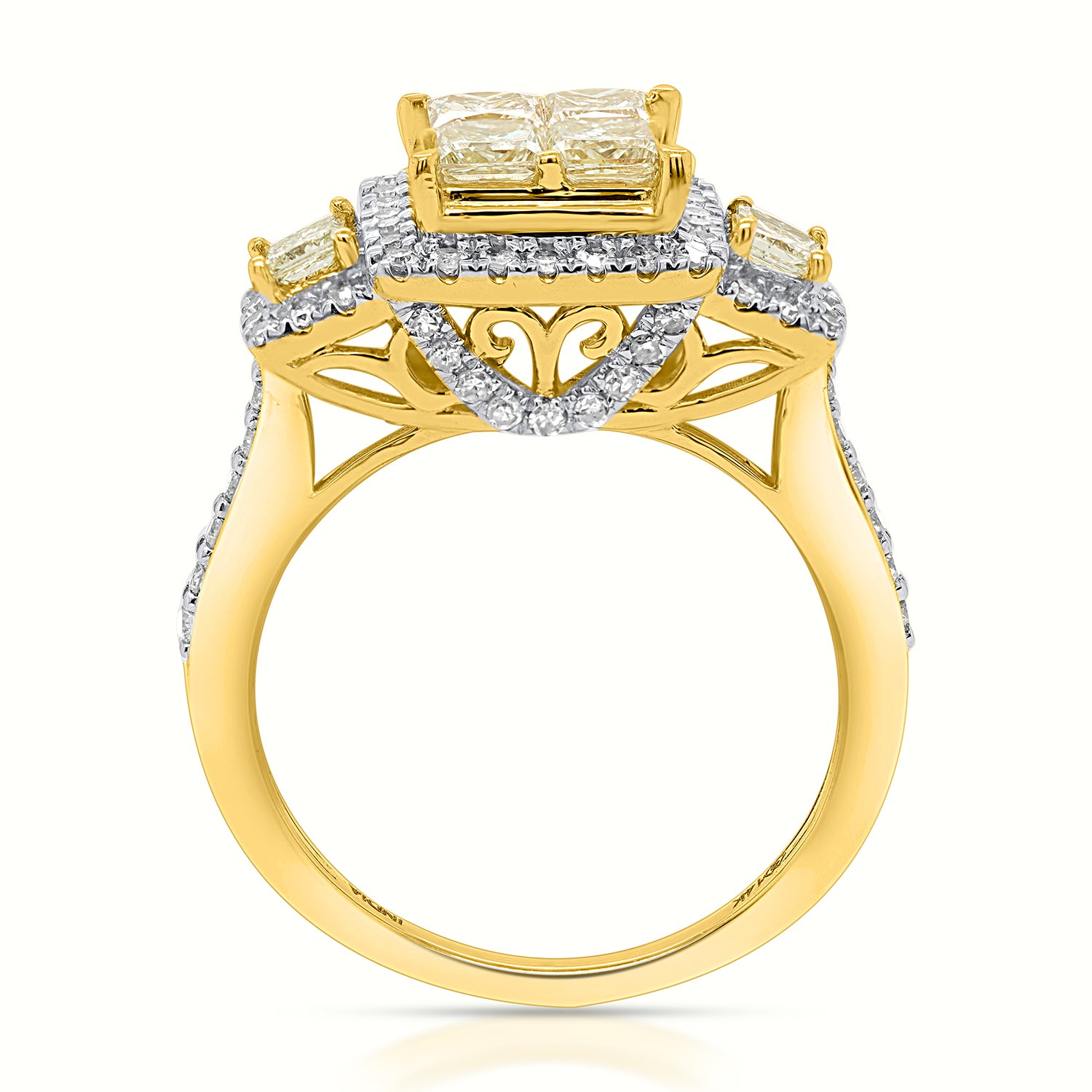 NY Close Out Deal- 14K Yellow Gold Natural Yellow Diamond, Natural White Diamond Engagement Ring 1.75 Ct. V32521680 2