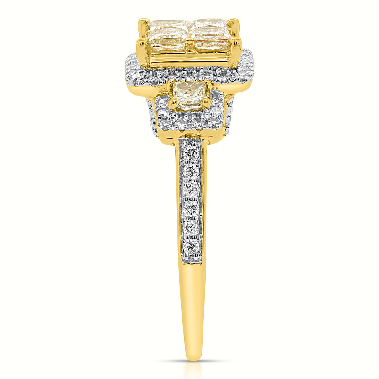 NY Close Out Deal- 14K Yellow Gold Natural Yellow Diamond, Natural White Diamond Engagement Ring 1.75 Ct. V32521680 3