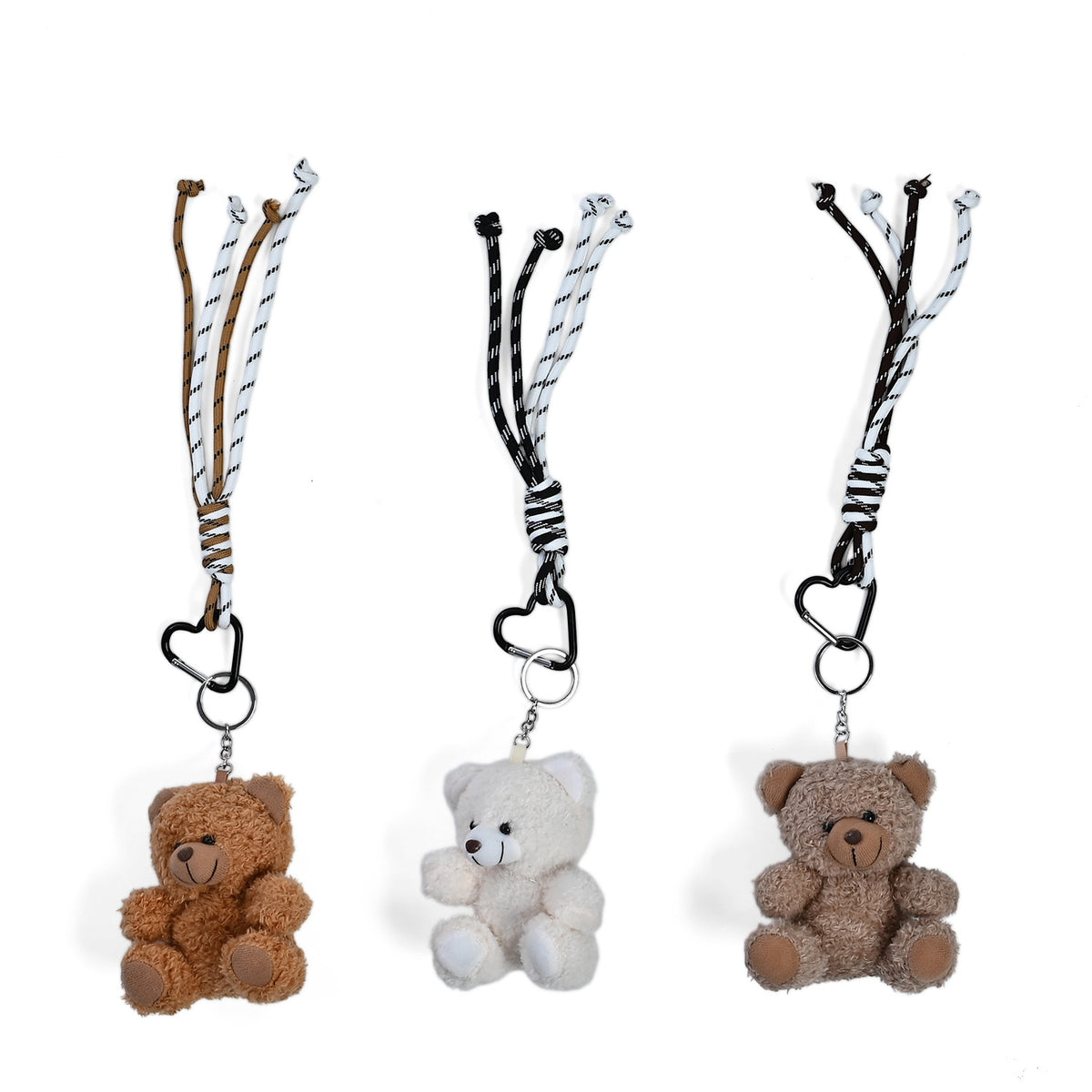 Set of 3 Teddy Bear Plush Keychains (24cm) - Khaki, Brown &amp; White 8528065 0