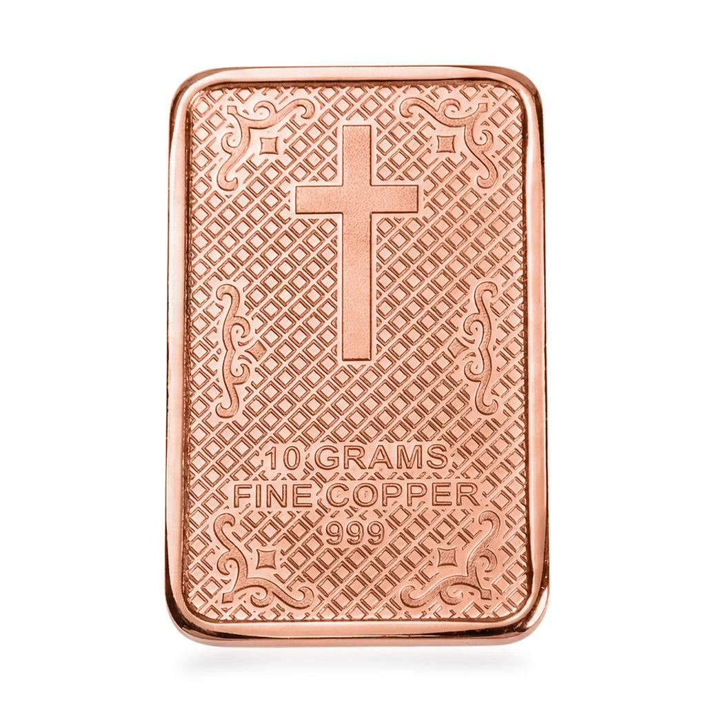 First Time Ever - Solid 999 Fine Copper Holy Bible Cross Bar - 10 Grams