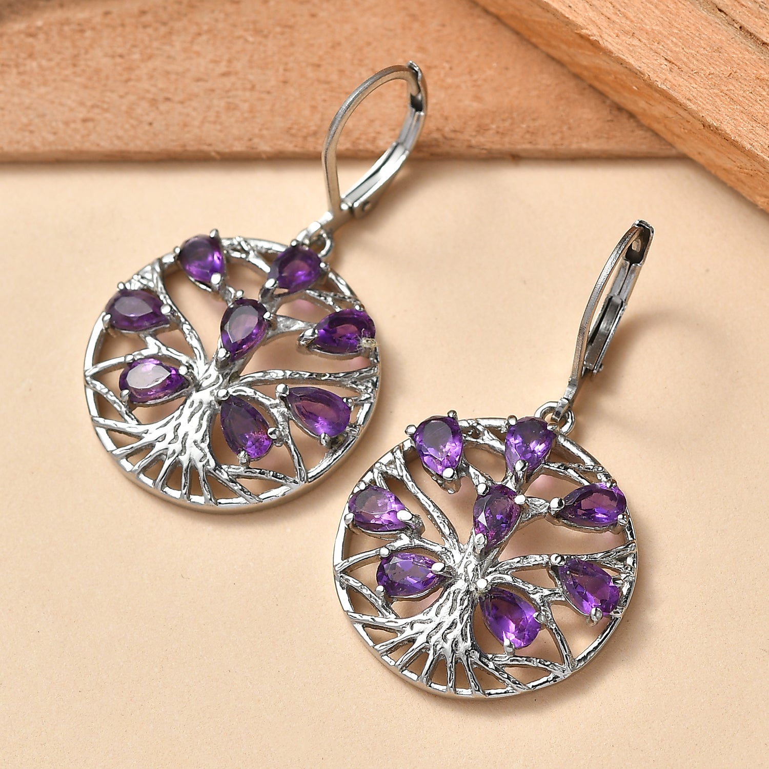 EverTrue - African Amethyst Earring with Lever Back 3.34 Ct. 8528095 3