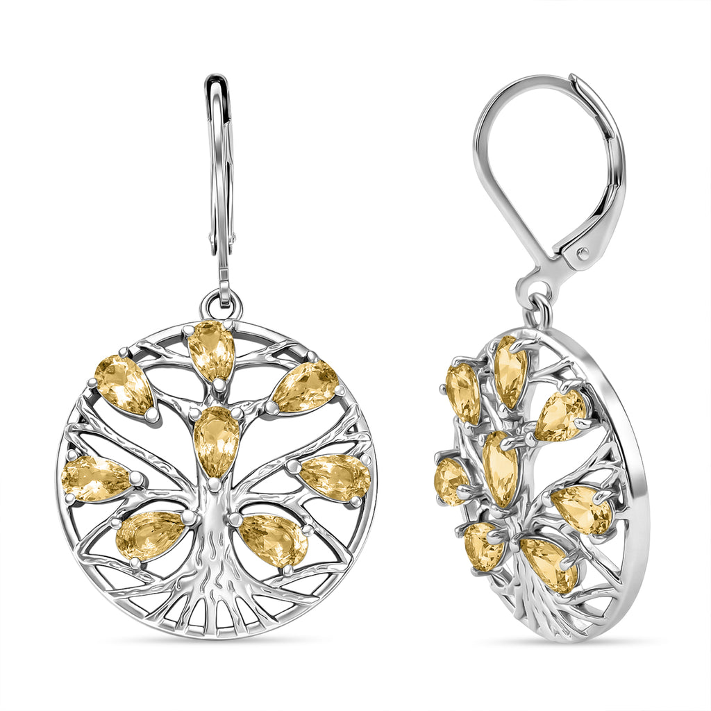 EverTrue - Citrine Tree of Life Earring with Lever Back 3.22 Ct._8528096