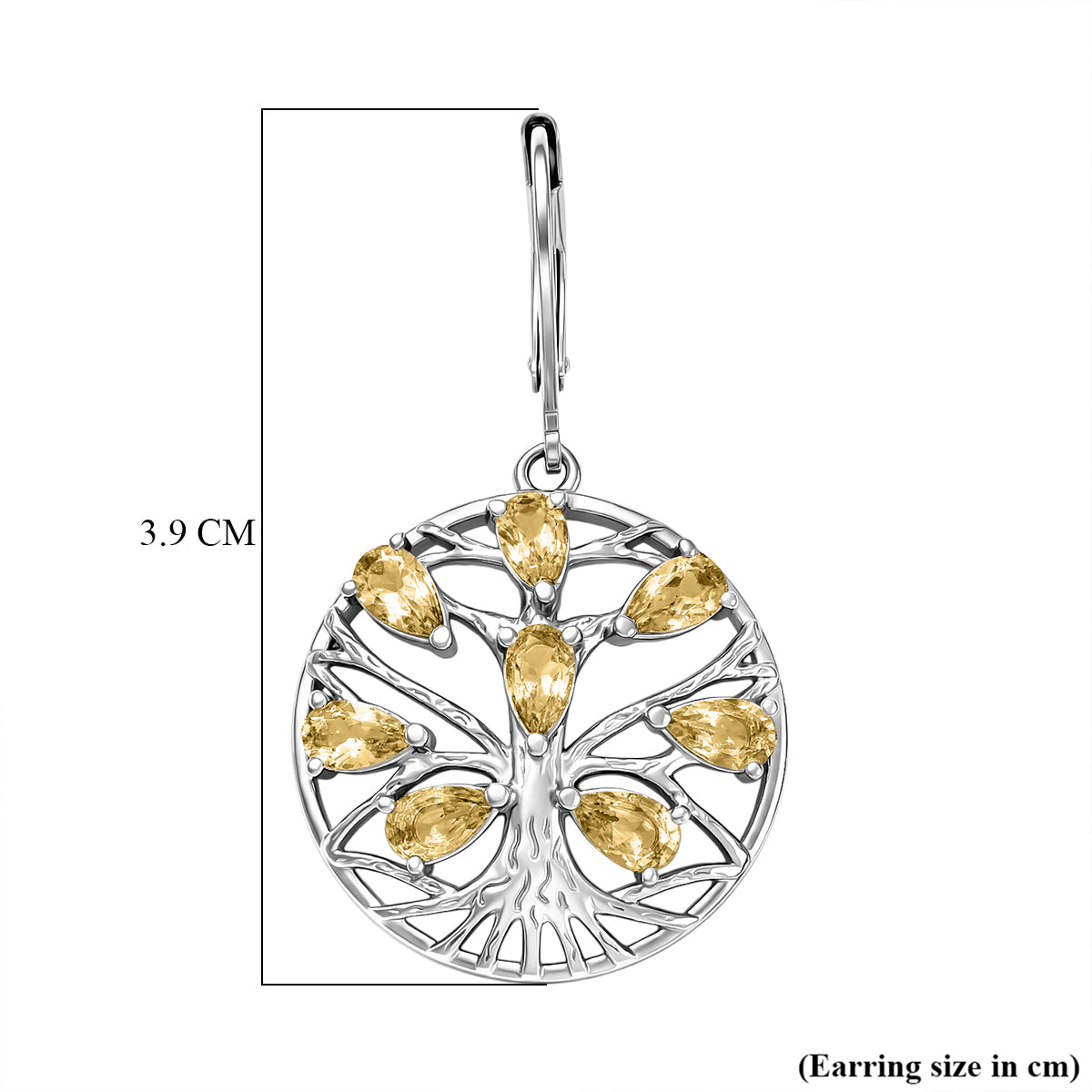 EverTrue - Citrine Tree of Life Earring with Lever Back 3.22 Ct. V32513209 6