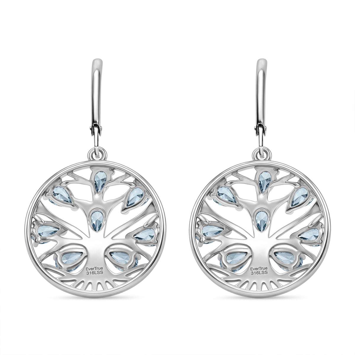 EverTrue - Skyblue Topaz Tree of Life Earring with Lever Back 3.90 Ct. V32520947 5