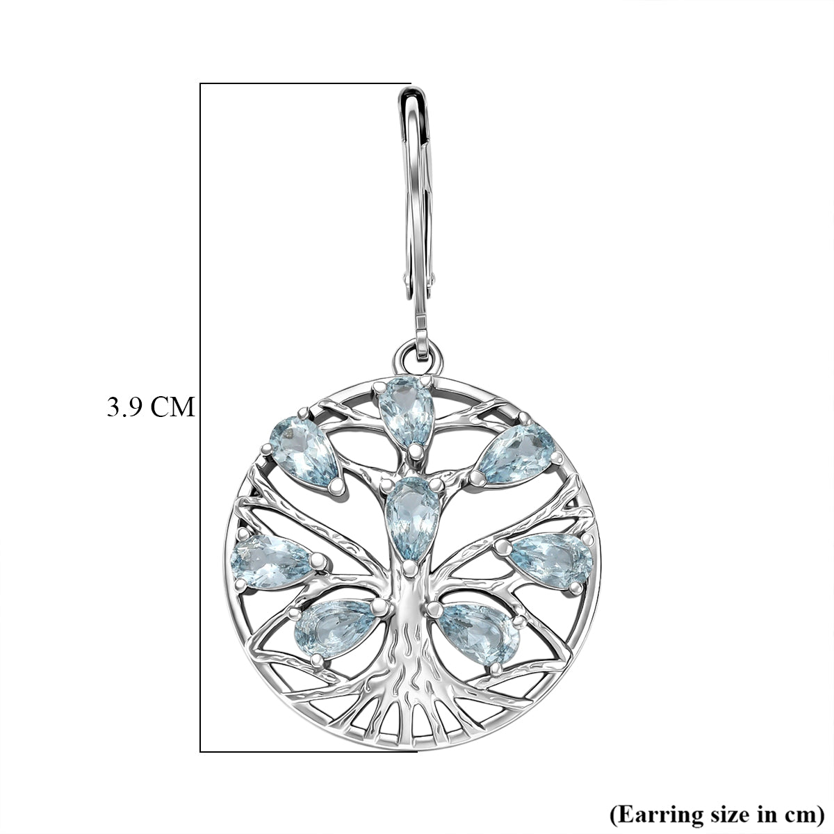 EverTrue - Skyblue Topaz Tree of Life Earring with Lever Back 3.90 Ct. V32520947 6